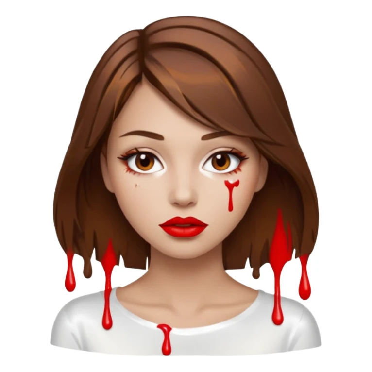 Brown Hair, Woman, white paint drip, face, hot, Sexy, lips sticker