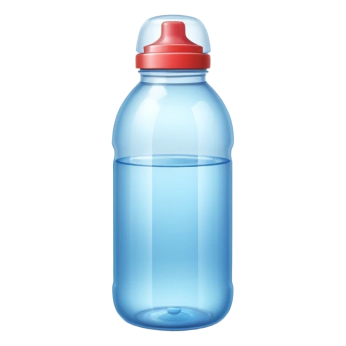 water bottle object icon, transparent bottle with water inside, glossy plastic, 3D cartoon, soft shadow, mobile game icon style, centered, clean background, no text, no watermark
 sticker