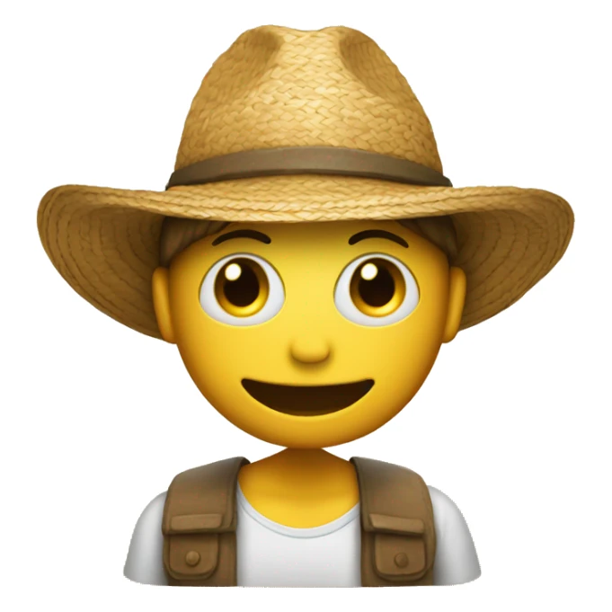 emoji in love and straw hat on head sticker