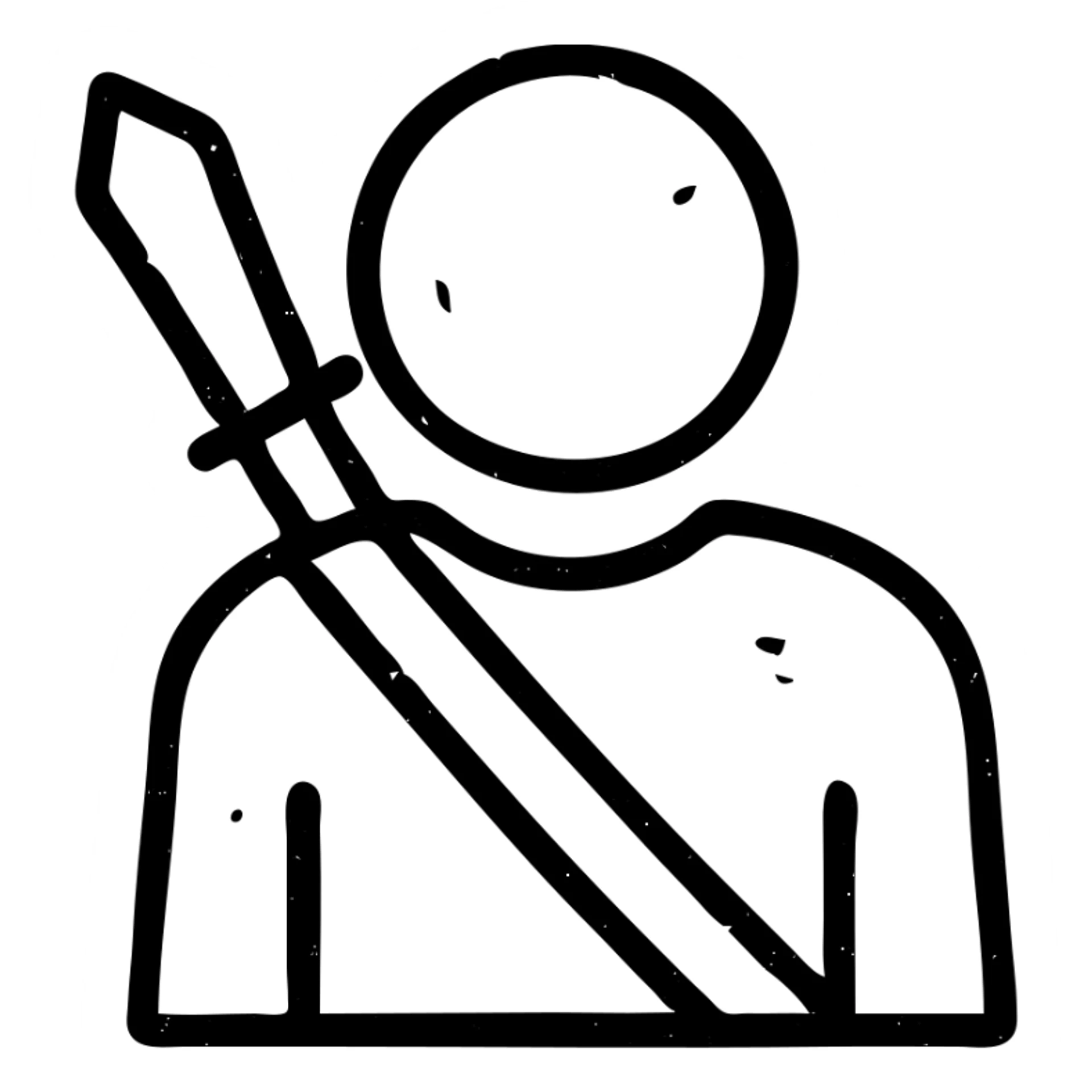 minimalist outlined icon representing Player for DnD TTRPGs with worn and distressed effect sticker