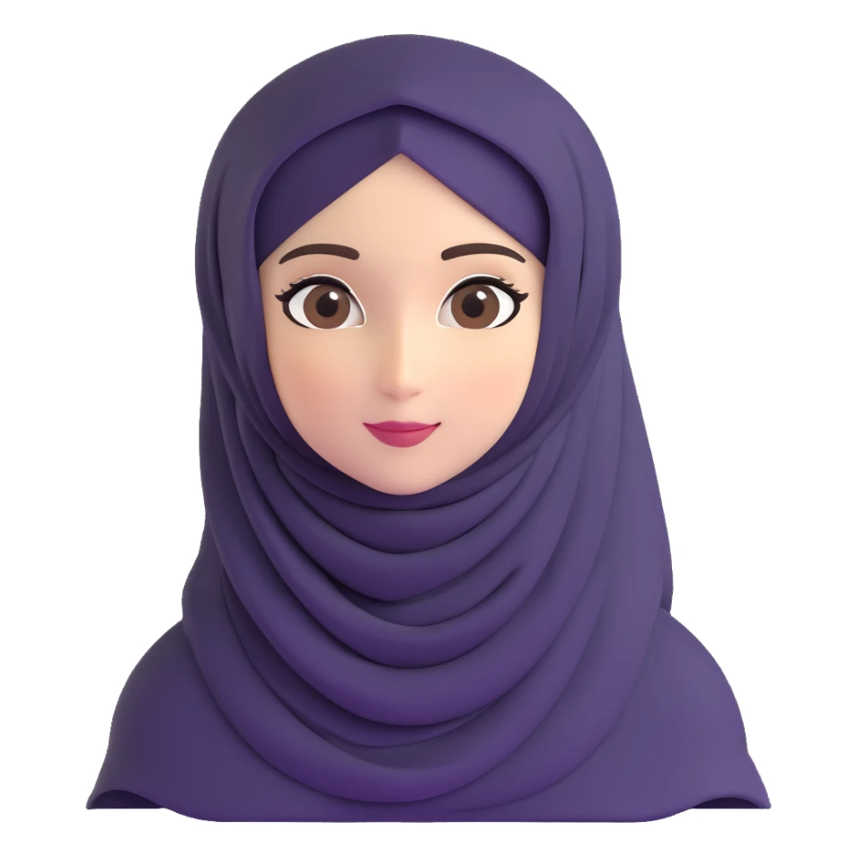 cute hijabi with white skin, brown eyes, flowy hijab sticker