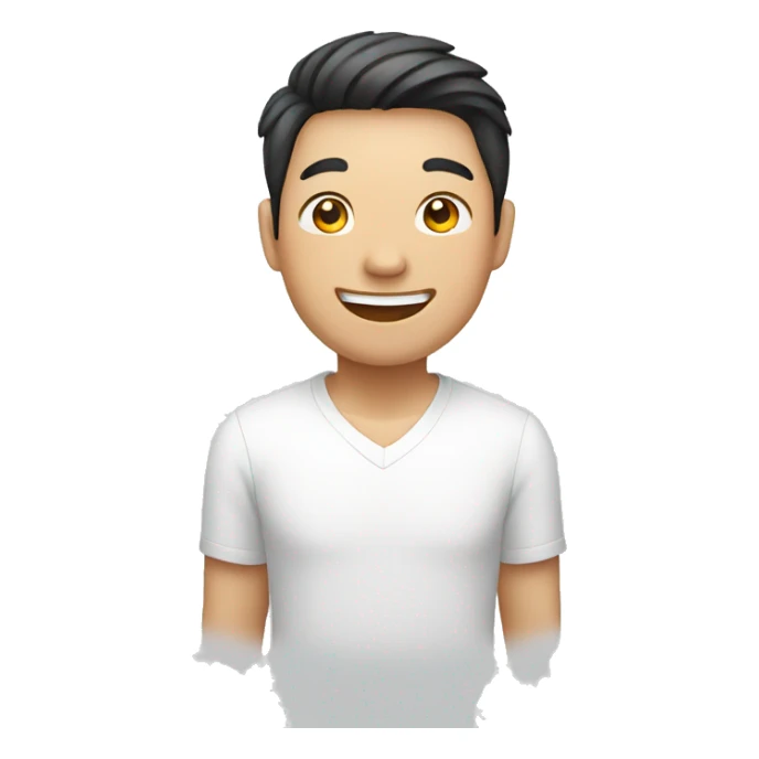 happy asian guy in white-shirt sticker