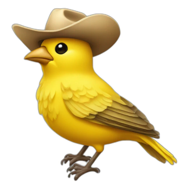 yellow canary wearing a cowboy hat sticker