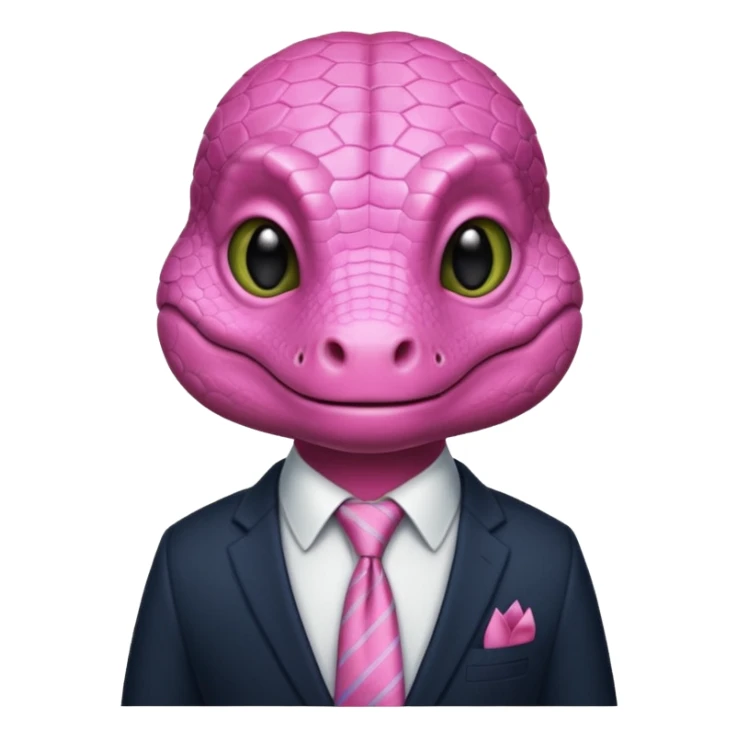 cute pinkreptile with tie & suit sticker
