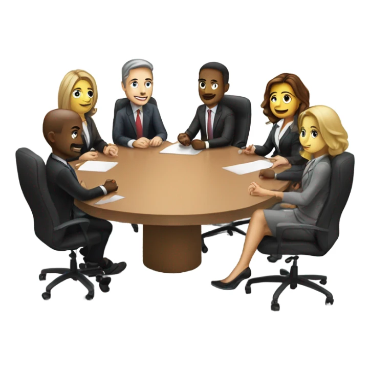 5 people business meeting sitting at a table sticker