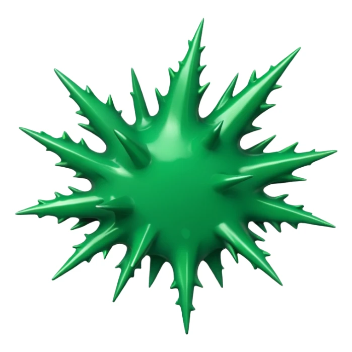 A glossy green paint splash with irregular spiky edges on a transparent background. sticker