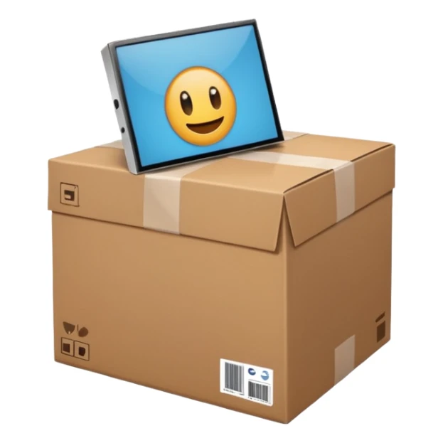 cardboard package sitting in a living room sticker