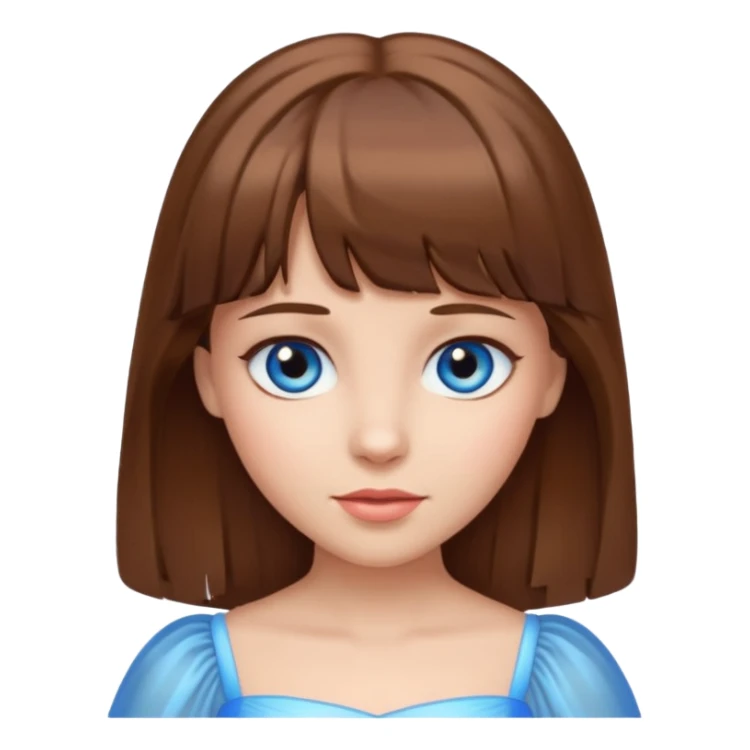 princess with brown hair and bangs and blue eyes sticker