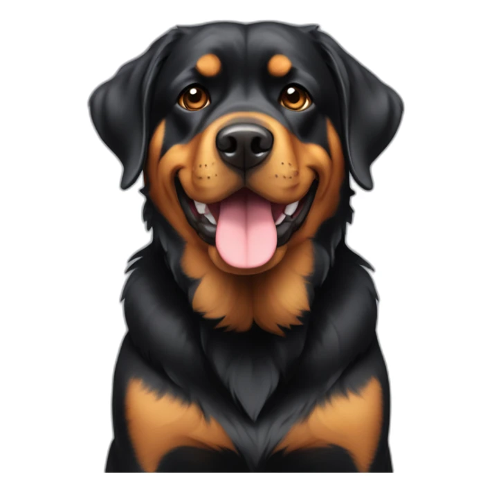 A Rottweiller with a golden retriever sticker