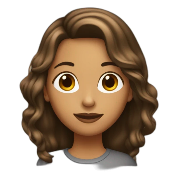 Chica con cabello castaño oscuro largo con lunares en el cachete sticker