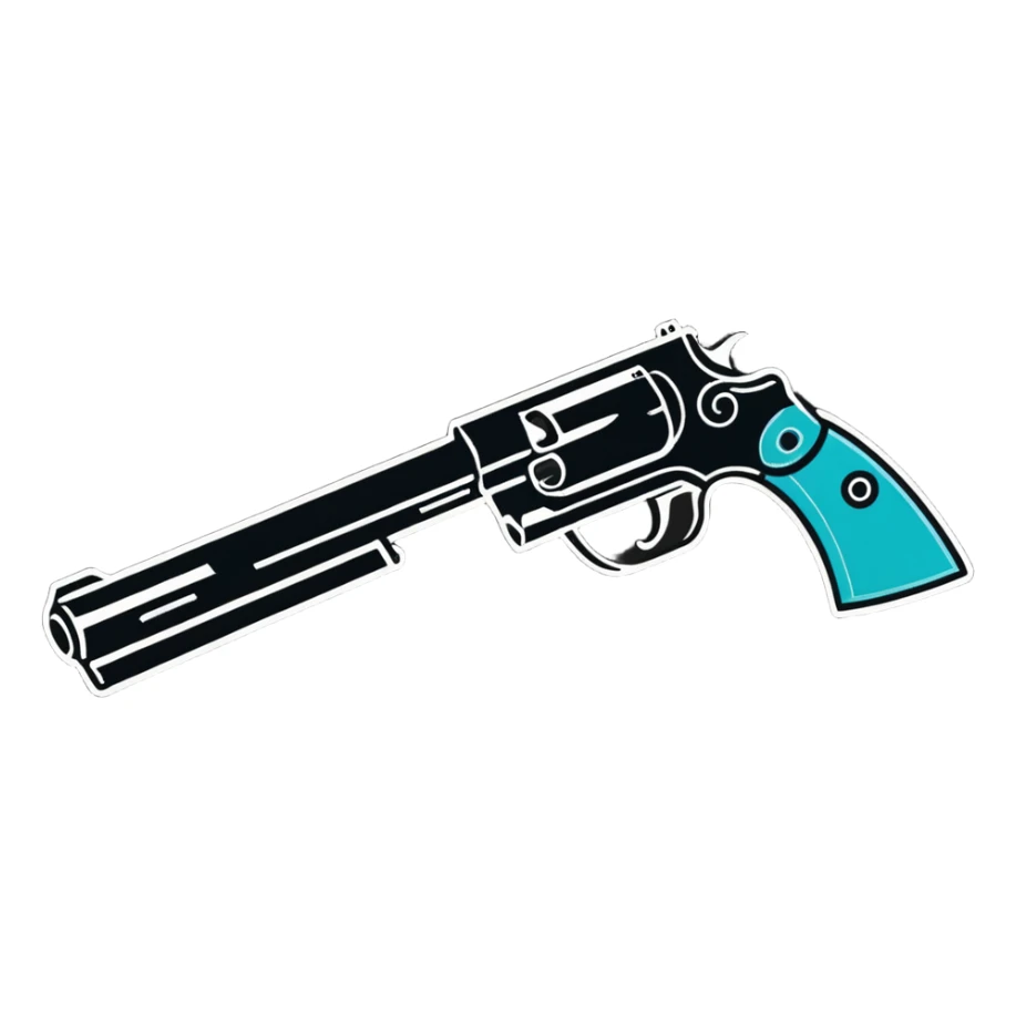 Old time western with Double gun in bold letters sticker