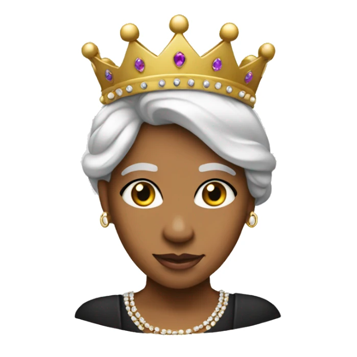 Create an emoji, background black, the queen 👑 badge on her head sticker
