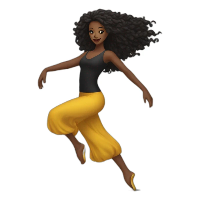 Beautiful long hair Black women dance sticker