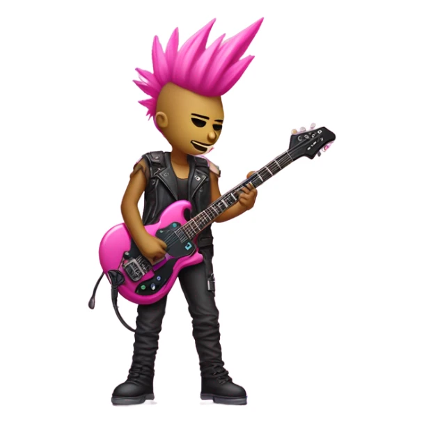 cyberpunk rockstar, pink mohawk, pink mechanical sci-fi electric guitar sticker