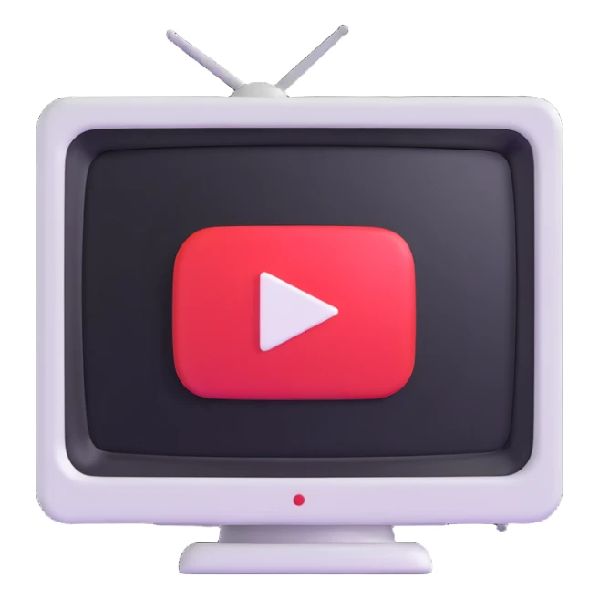 TV screen icon with the YouTube play symbol sticker