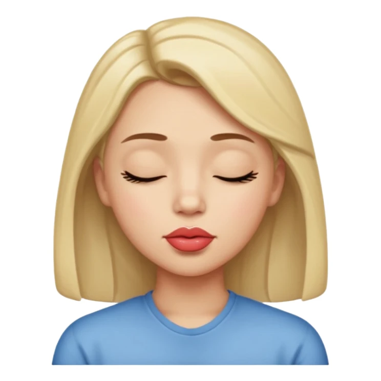 Look into shoulder with eyes closed and pucker lips sticker