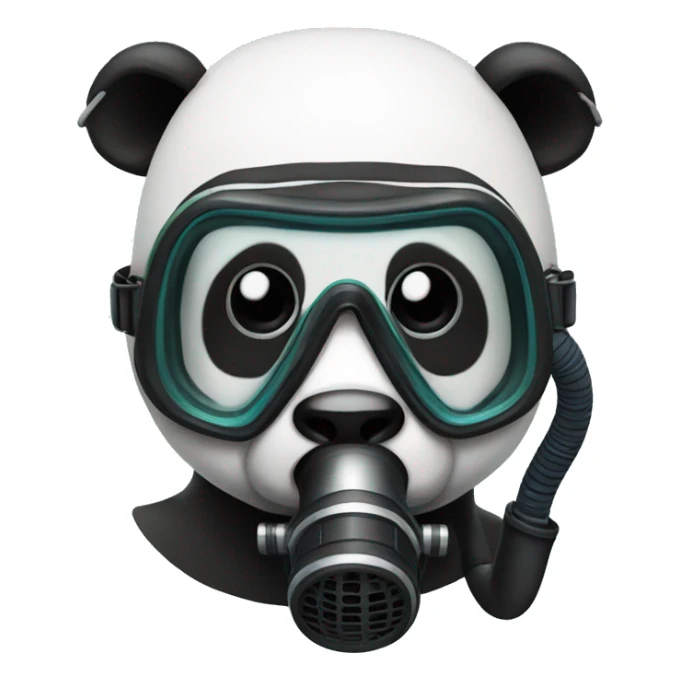 A panda with a diving mask and a snorkel sticker