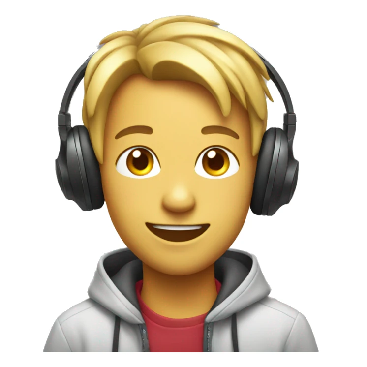 Smiling emoji wearing headphones sticker