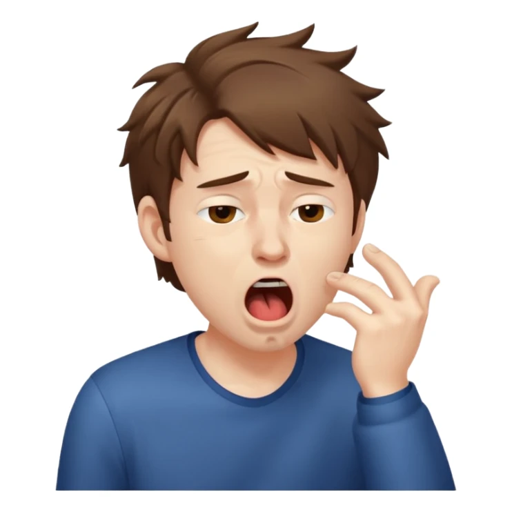 Weak man with disheveled hair yawning sticker