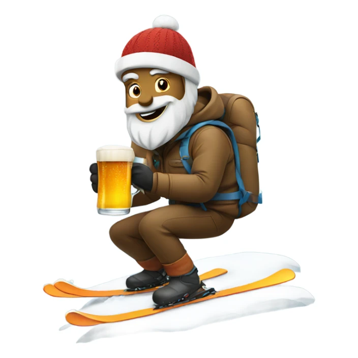 Man snow skiing with beer in hand sticker