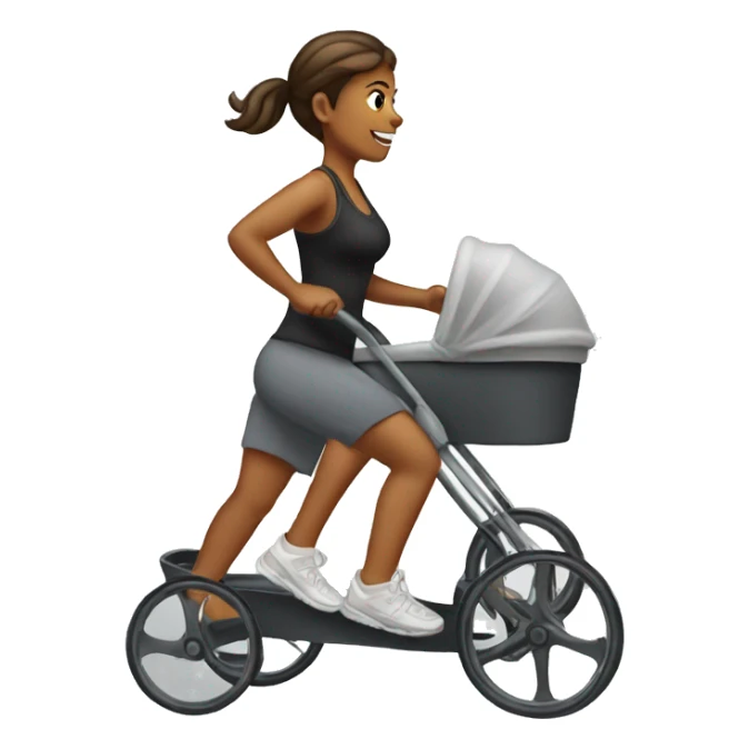 running woman with a baby stroller sticker