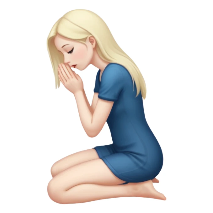 Girl on her knees from a side begging sticker