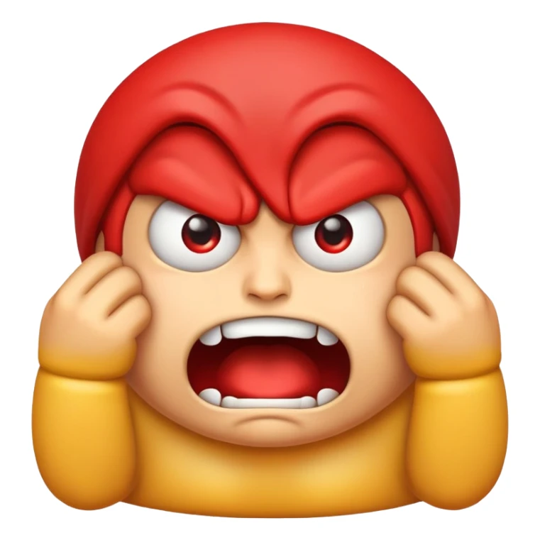 An emoji with an angry face choking itself
 sticker