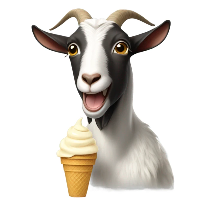 Goat wearing a hoodie and cap while eating icecream sticker