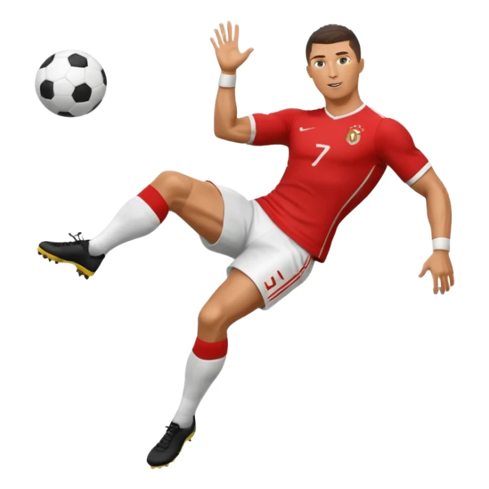 Ronaldo doing a bicycle kick with football sticker