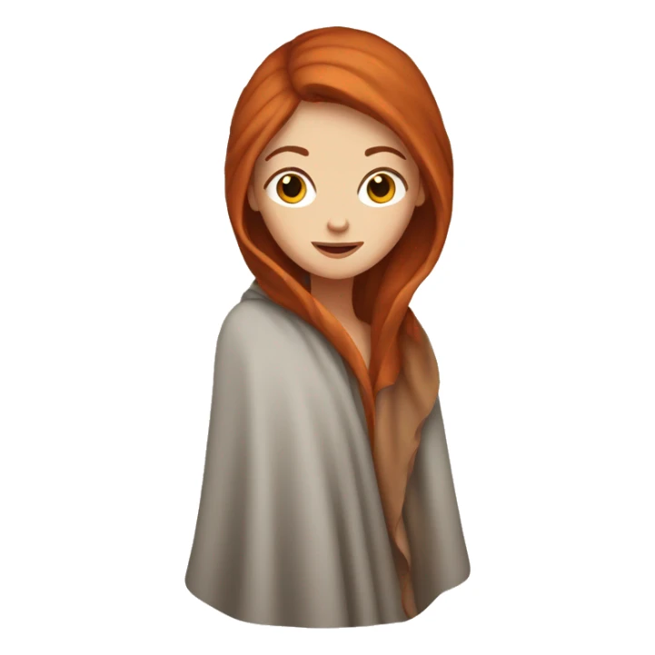 White girl with auburn hair inside blanket sticker