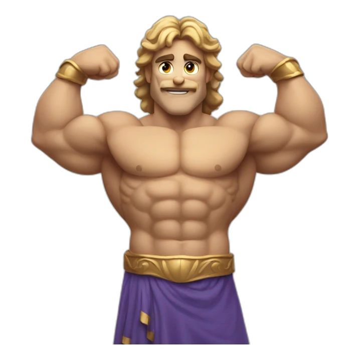 Muscular Greek god flexing with arms in air sticker