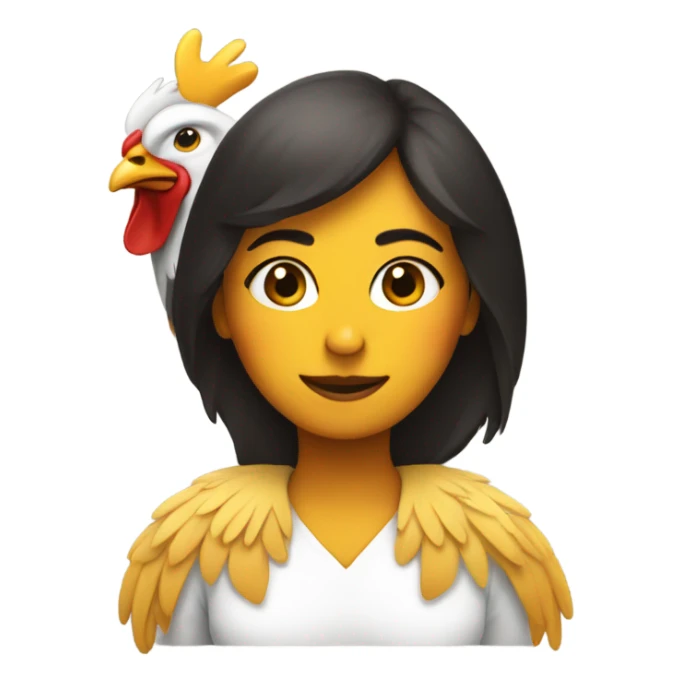 Karina wearing a chicken  sticker
