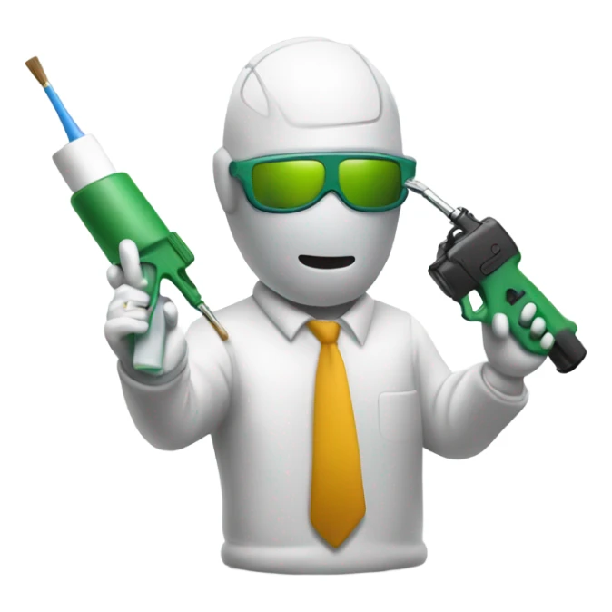 Guy in a paint suit using a spay gun to paint a car sticker