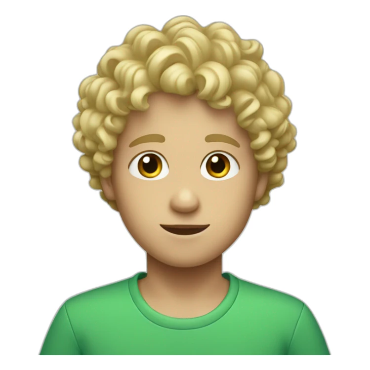 Blond curly  boy with green eys and blue shirt sticker