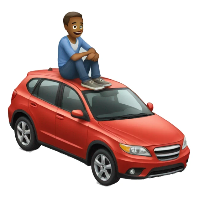 man sitting on top of car sticker