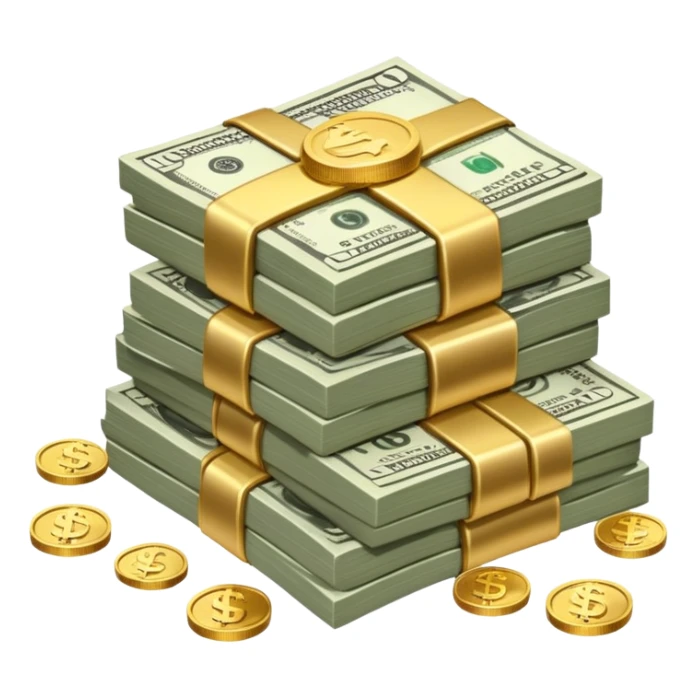 pile of money cash and coins sticker