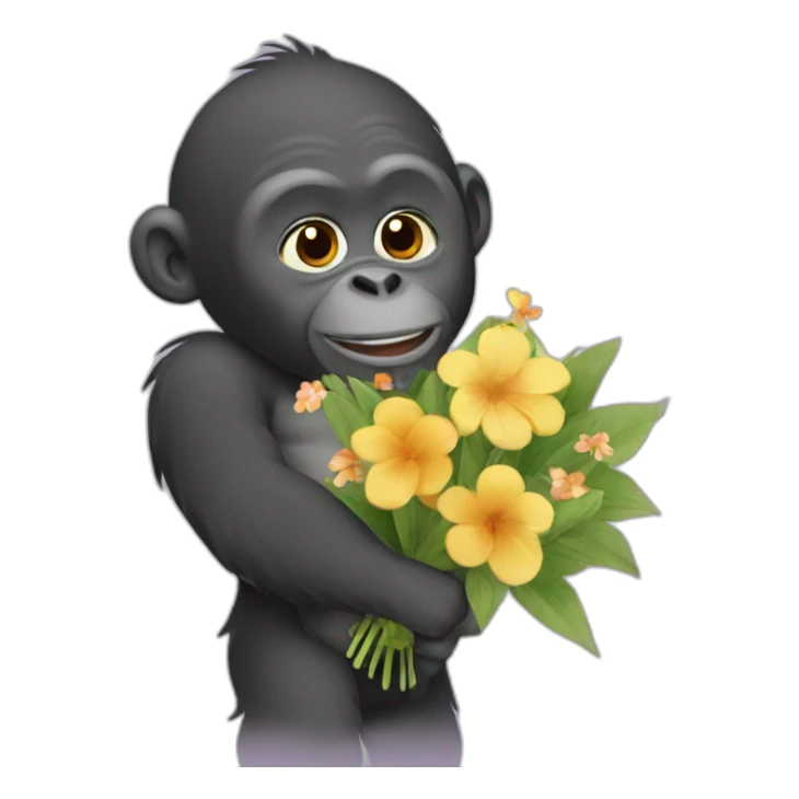 Gorila giving flowers to a girl sticker