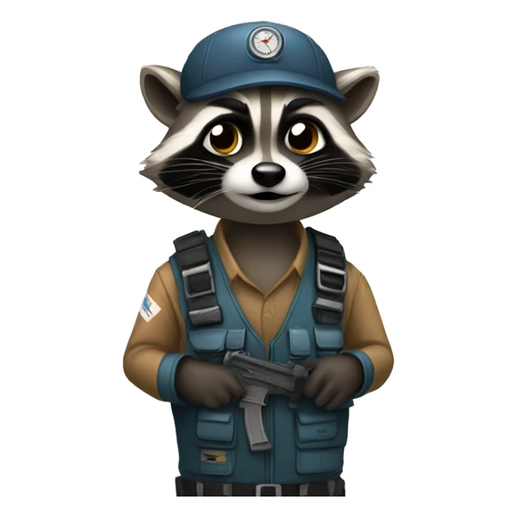 The raccoon operator asks you to wait on the line sticker
