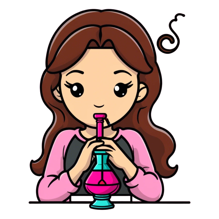 Ein braunhaariges Mädchen was eine Pinke Shisha raucht  sticker