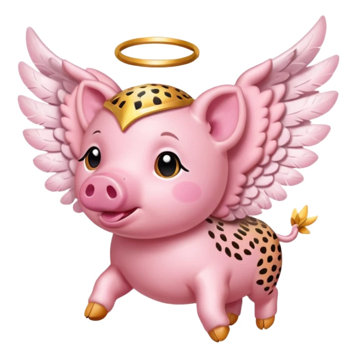 Cheetah print flying pig with angel wings sticker