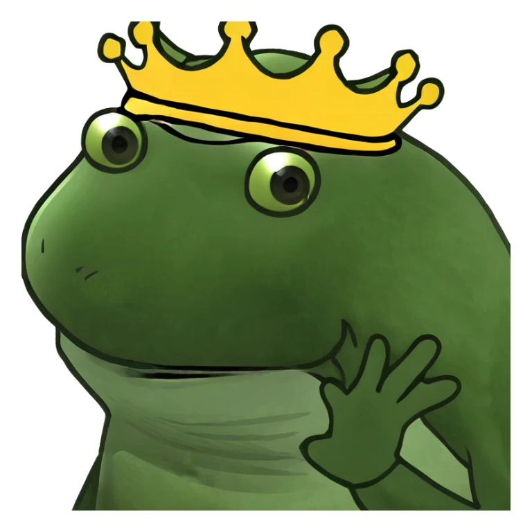 green frog in royal attire as Henry the 8th, funny sticker