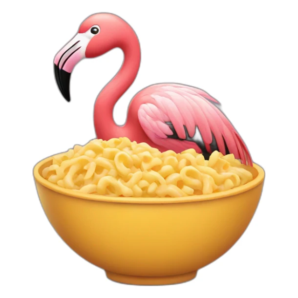 Flamingo with a bowl of macaroni and cheese sticker