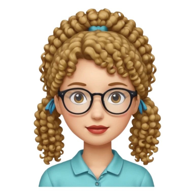 hija con gafas y cabello rizos con una coleta alta sticker