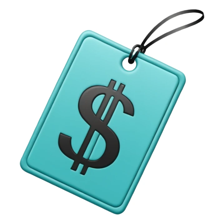 price tag emoji with $1, turquoise color sticker