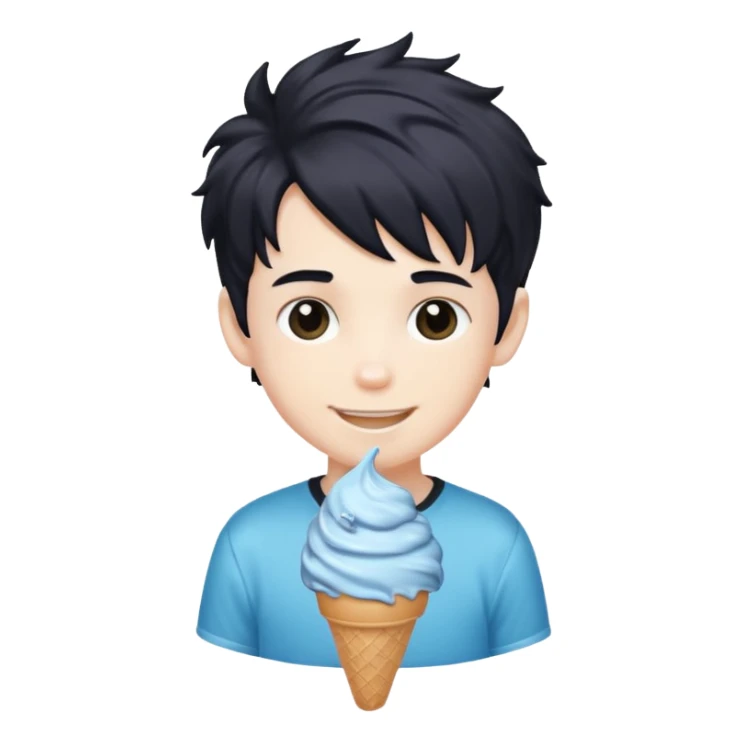 boy with black ice cream hair sticker