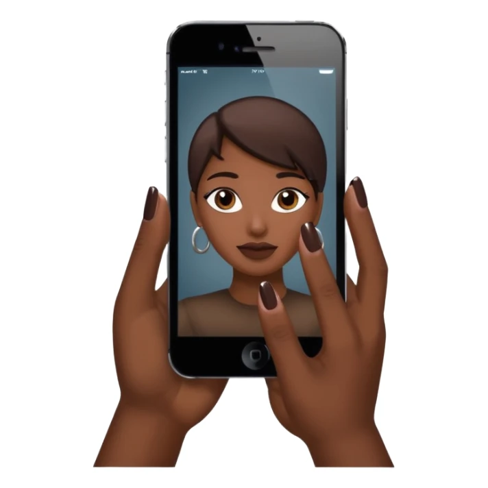 African American hand holding iPhone taking a picture sticker