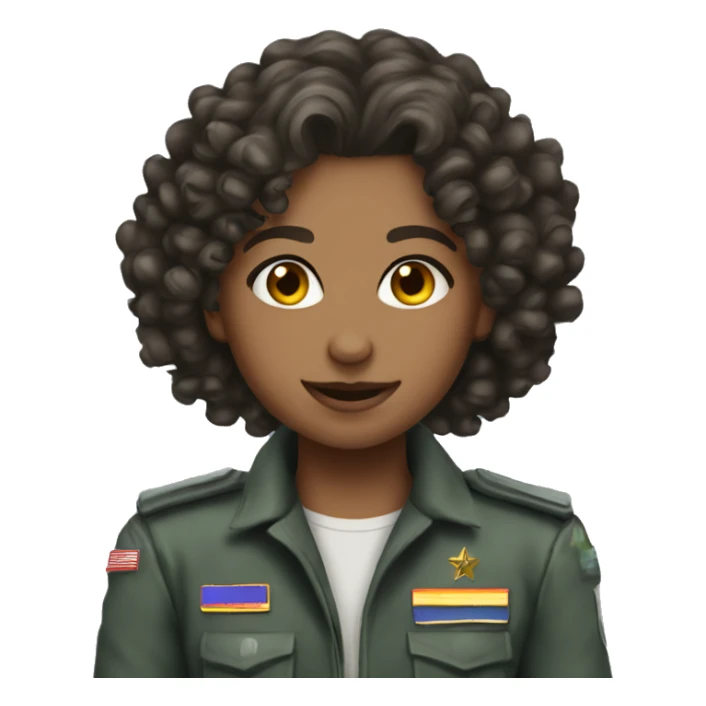 Young female pilot army curly hair wizard  sticker