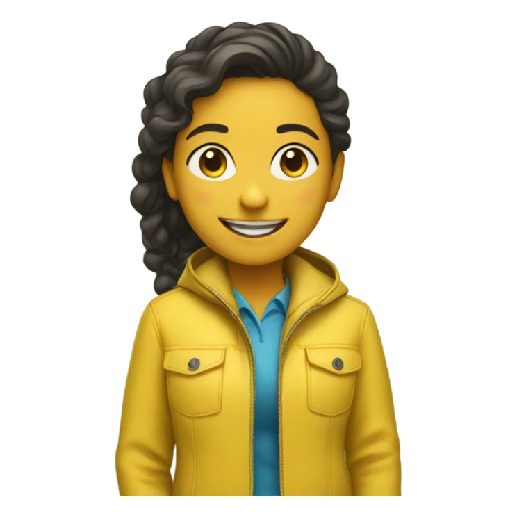smiling girl in yellow jacket sticker
