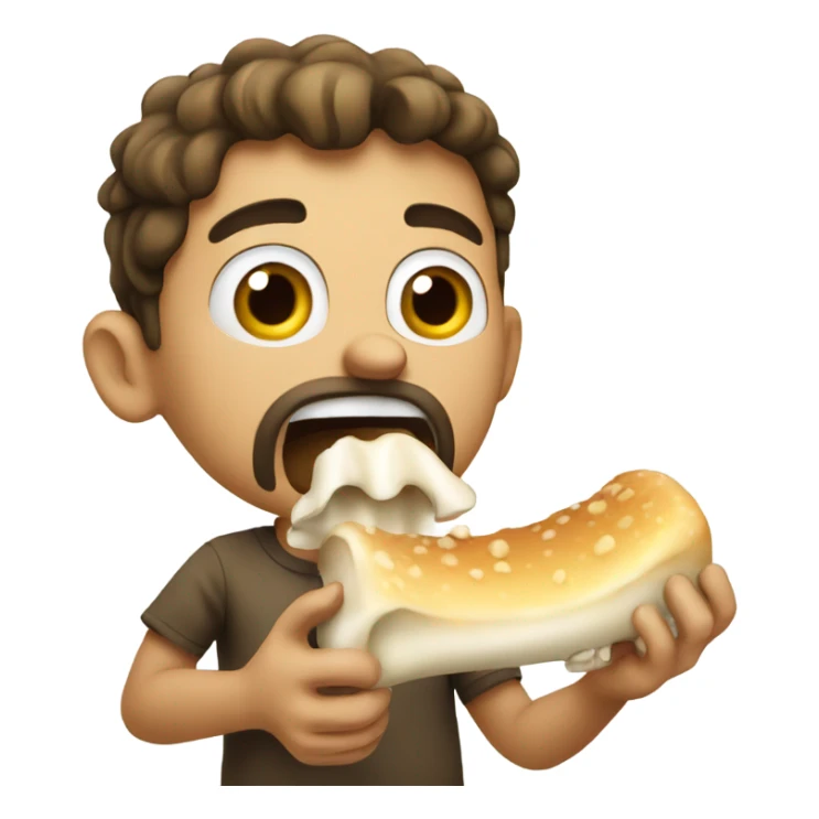 A very surprised man eating a bone sticker