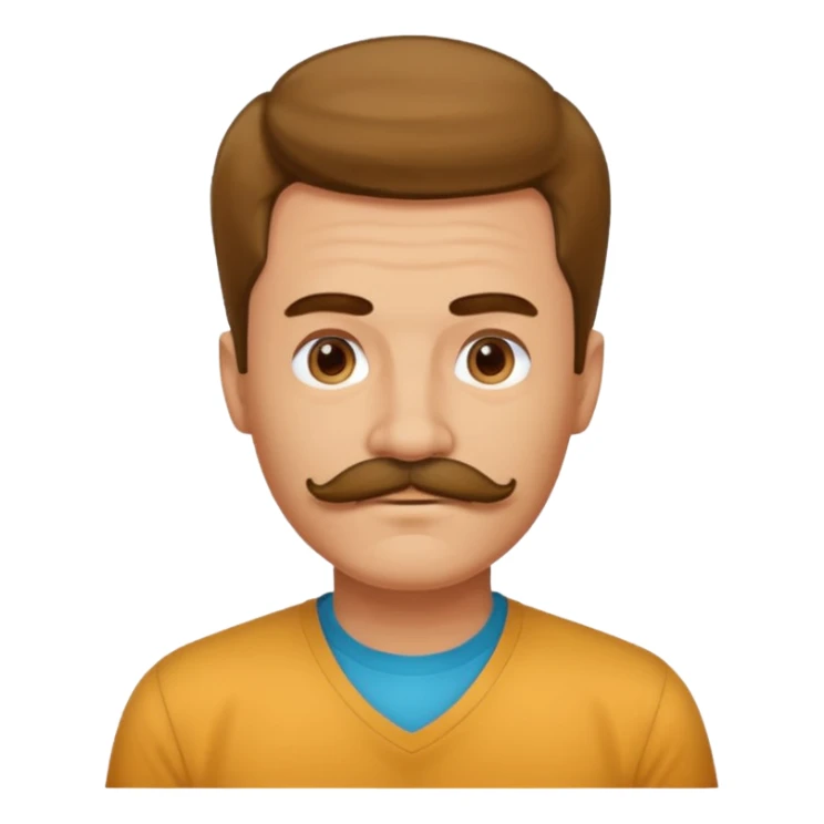 mustached man with hair till the neck and colored shirt sticker